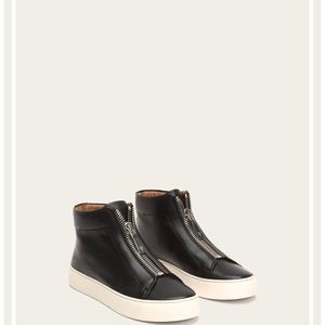 Black Frye Lena Front Zipper High Top Sneakers